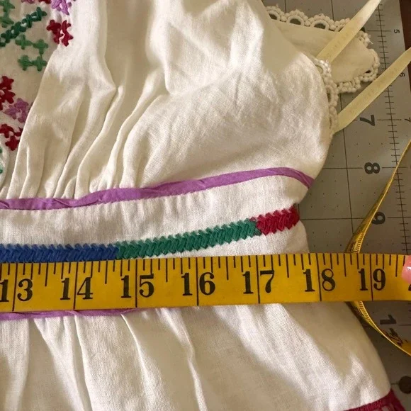 Farm Rio Brazil XL Off White Embroidered lace Pineapple Maxi Dress Tie Shoulder - Picture 9 of 15